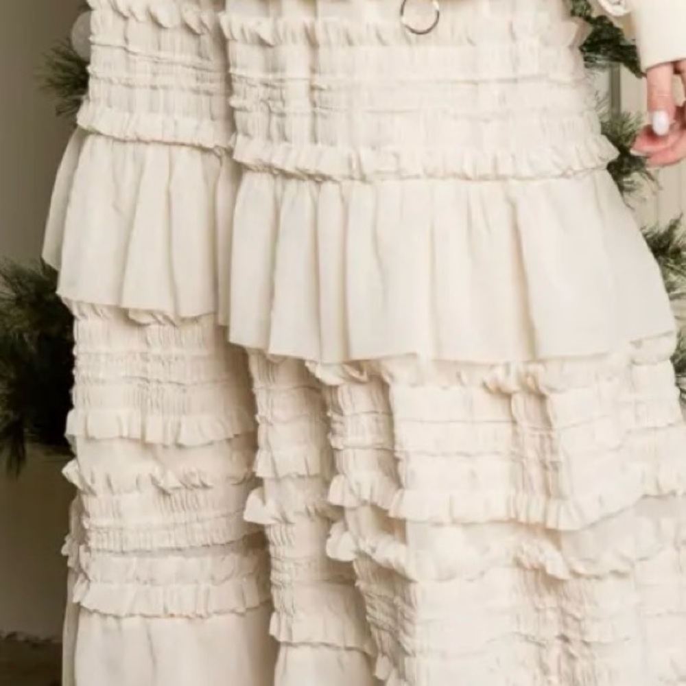 Joh ruffled skirt medium Boho Western Coachella Maxi tiered Victorian vintage - Picture 2 of 9